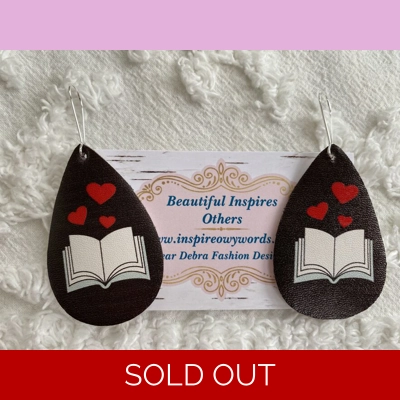 Three heart book designs light Weight faux leather dangle earrings